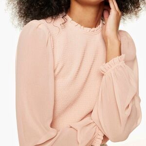 Aritzia Wilfred Tempest Blouse in Coral Blush Womens Sz S Cropped Elegant Girly